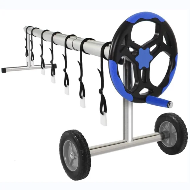 Above ground swimming pool roller cover reel with stainless steel frame aluminum tubes