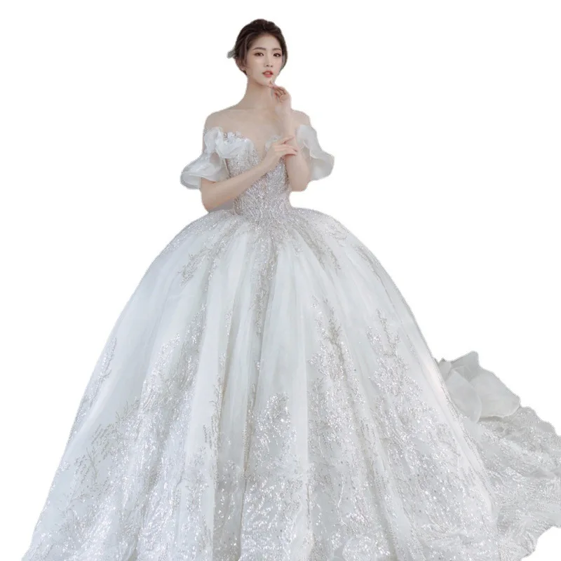 Princess Bridal Ball Gowns Plus Size Crystals Beading Wedding Dresses Vintage Ballgown Sleeveless Bridal Dress