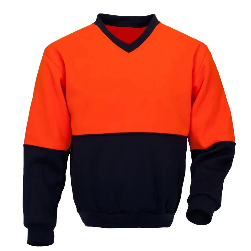 EN14116 Fire Resistant Fleece Fluorescent Orange Keep FR Warm Hi vis Polar Fleece Pullover