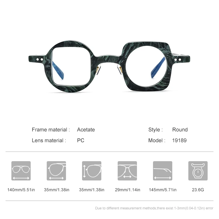 2023 Funny Youth Glasses Lens Multicoloured Frames Occhiali Lettura Blue Ray Acetate Round Optical Square Glasses Frames