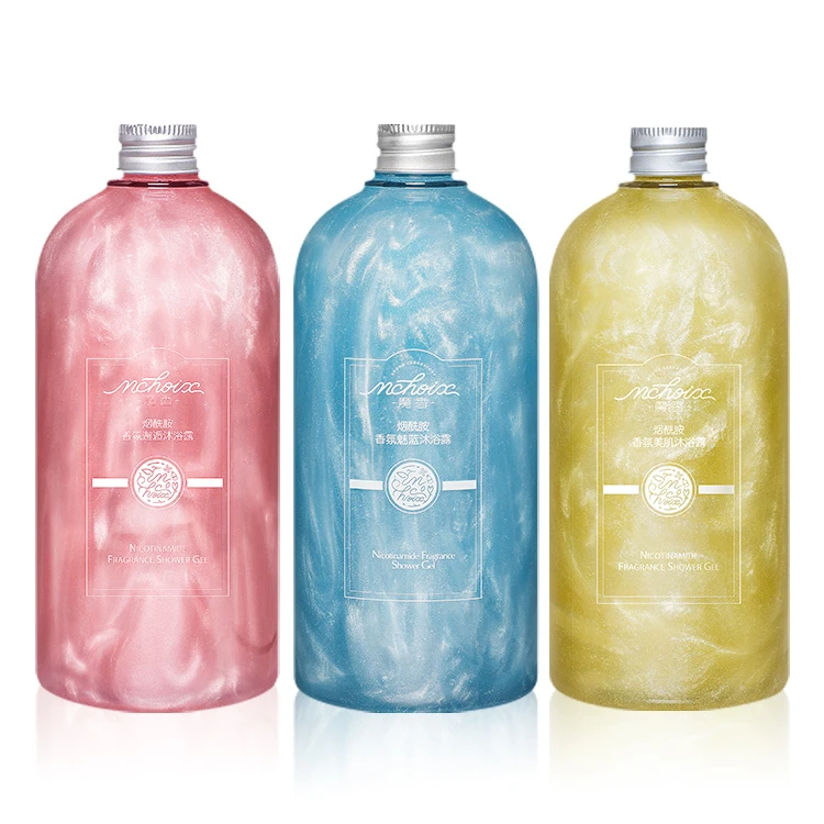 
HeBiQuan 500ml Private Label Whitening Organic Niacinamide Shower Gel and Lotion Body Wash With Fragrance 