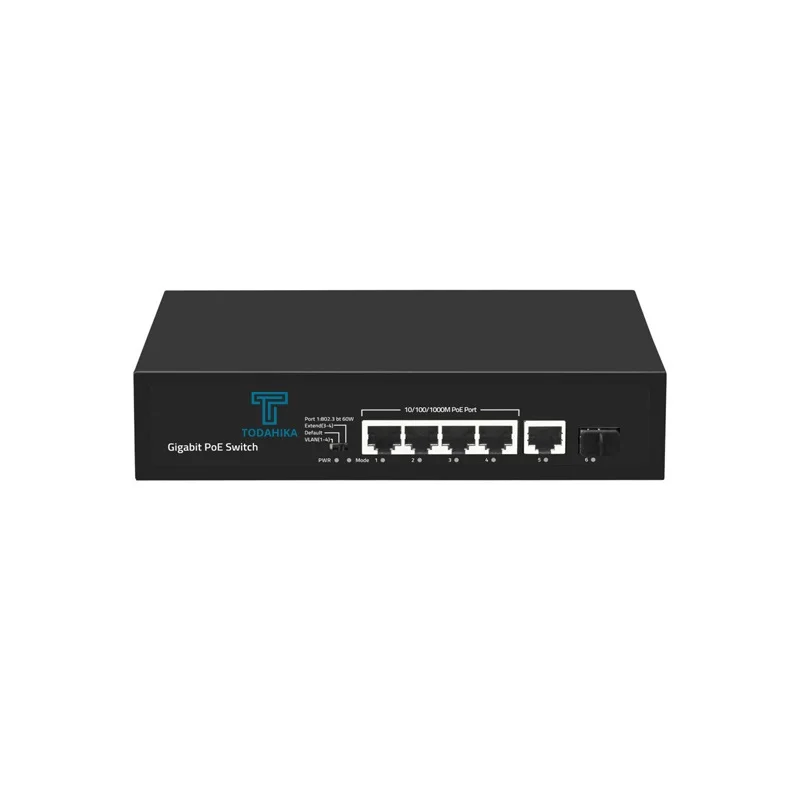 CE EAC GE 1 x RJ45 and 1 x SFP 4 x 10 100 1000Base-T PoE Port 120w Unmanaged Ethernet POE Switch