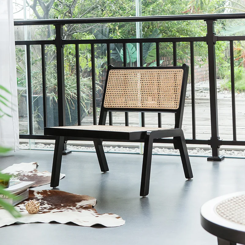Dreamhause Simple Nordic Wood Rattan Sofa Chair Living Room Balcony Hotel Restaurant Cafe Shop Simple Lounge Chair Designer