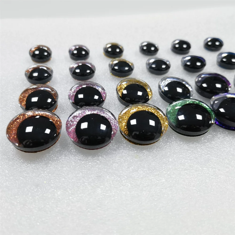 25mm 30mm 3D Glitter Safety Eye Amigurumi Off Center Pupil Crochet Plastic Safety Eyes For Soft Toys Dolls