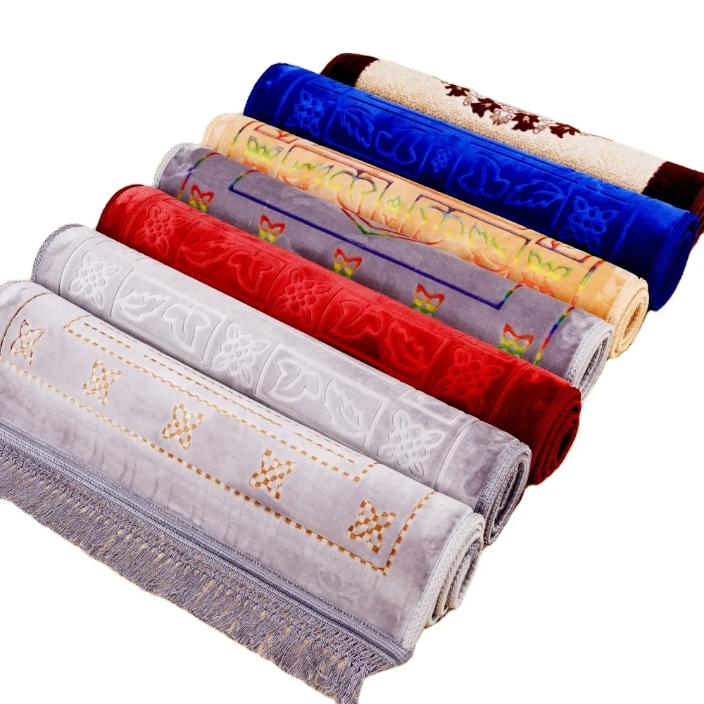 New design classical anti slip prayer rug Islam gifts prayer mat fringes both sides Muslim prayer folding mat