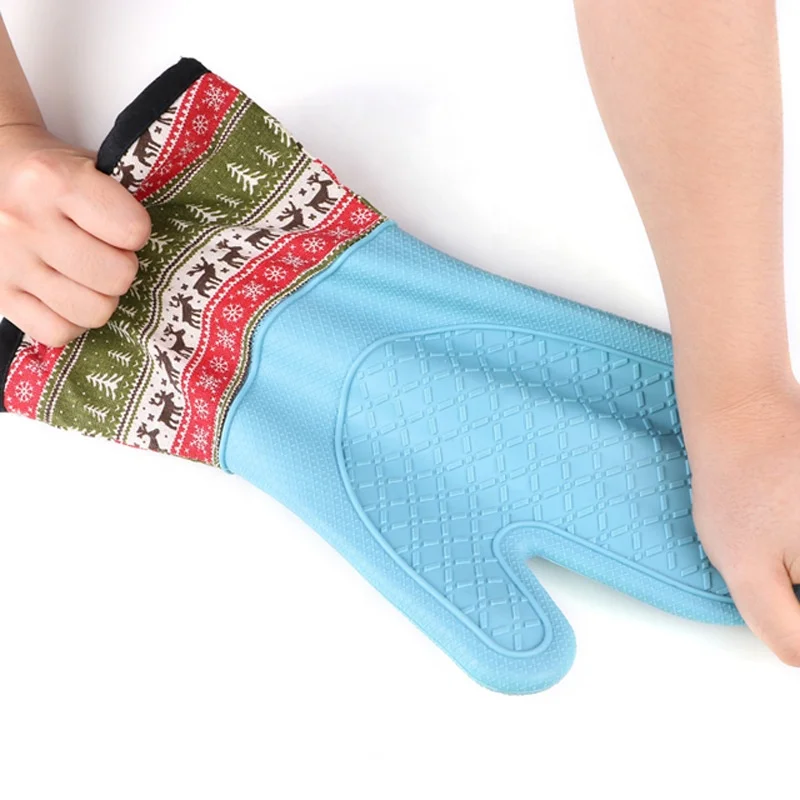 Wholesale Long Soft Inner Lining Silicone Oven Mitt Baking Cooking Silicone Custom Oven Mitts