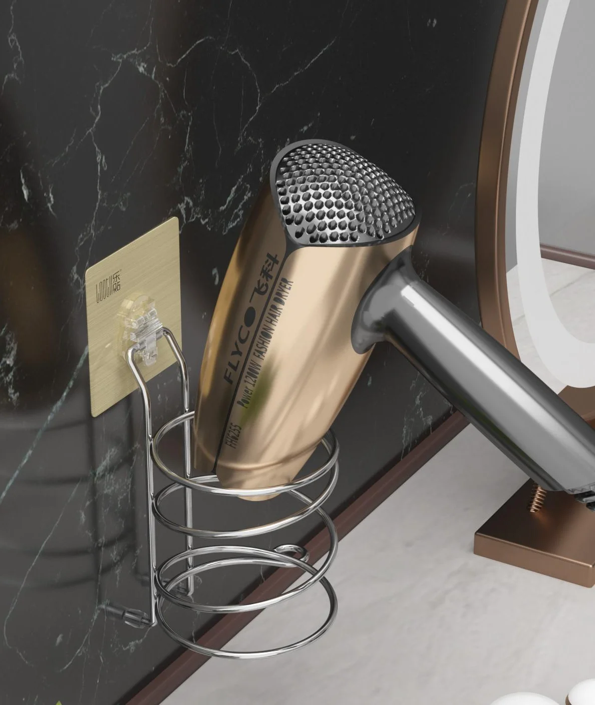 Professional Spiral Hairdryer Holders Wall Mounted Hair Salon Hood Dryer Holder