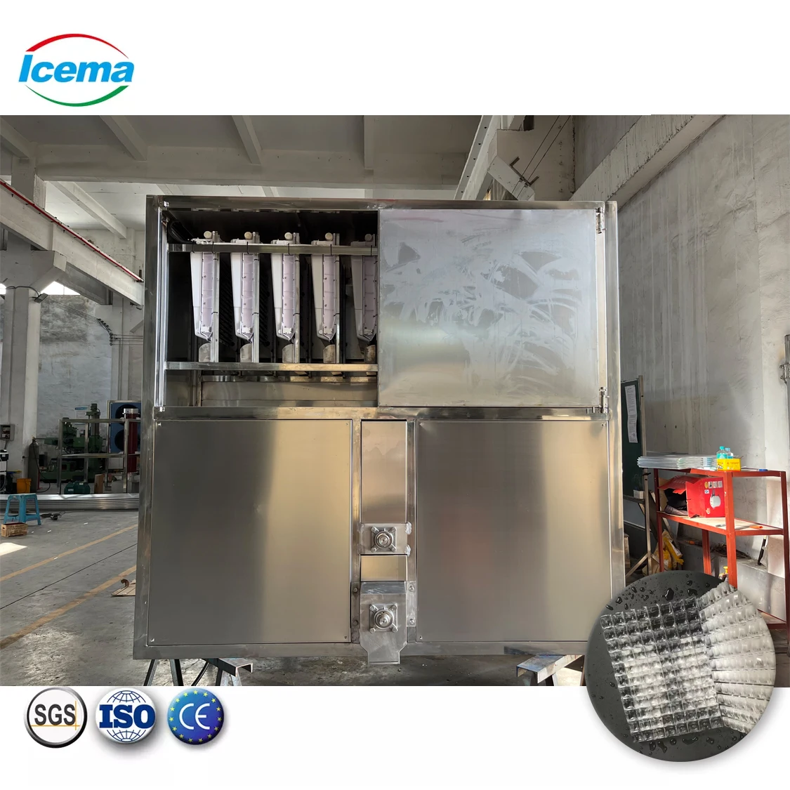 ICEMA 2ton~10ton Industrial Ice Cube Making Machine for Ice Factory Selling Ice Cubes
