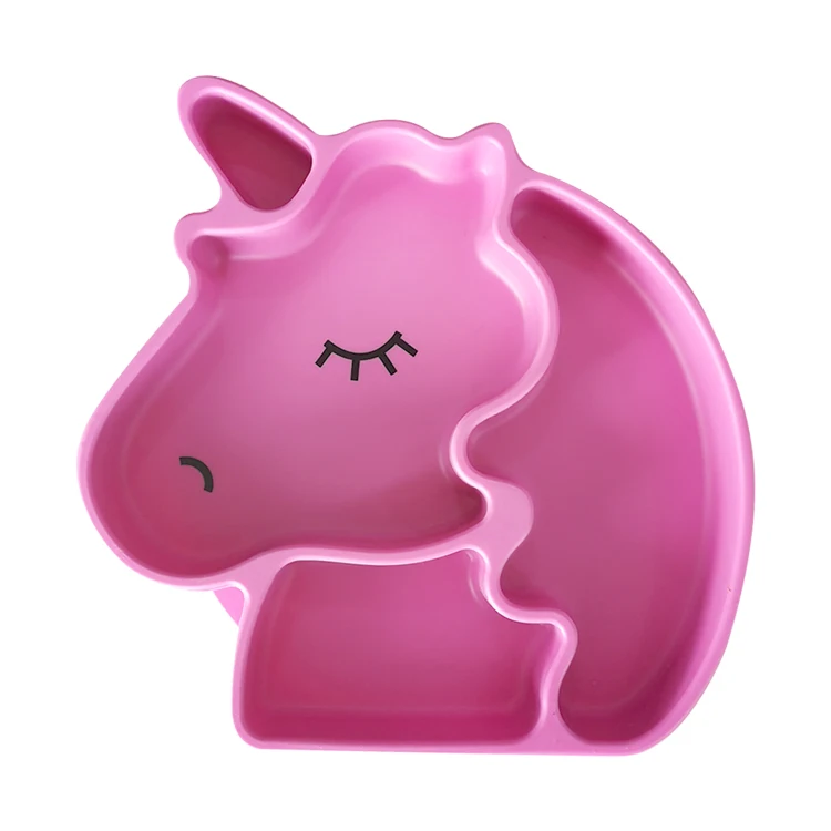 Wholesale Custom Anti-drop Baby Silicone Plates  Baby Food Feeding Plate Full Silicone  Cartoon  Children Plate