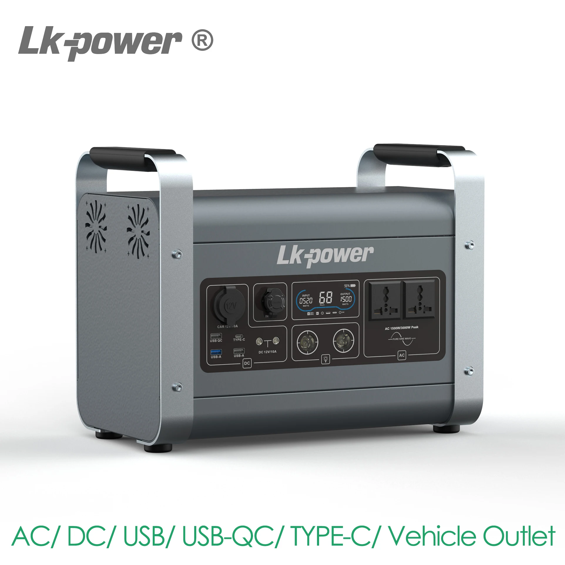 FCC CE RoHS MSDS UN38.3 Certified High Efficiency 1500W solar power generator portable with 12 months guarantee