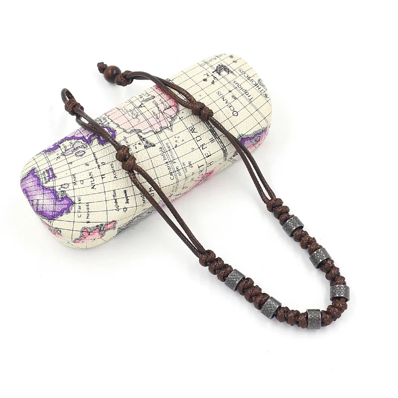 European and American Fashion Diamond Grid Alloy Circular Ring Knot Hand Woven Necklace for Wen