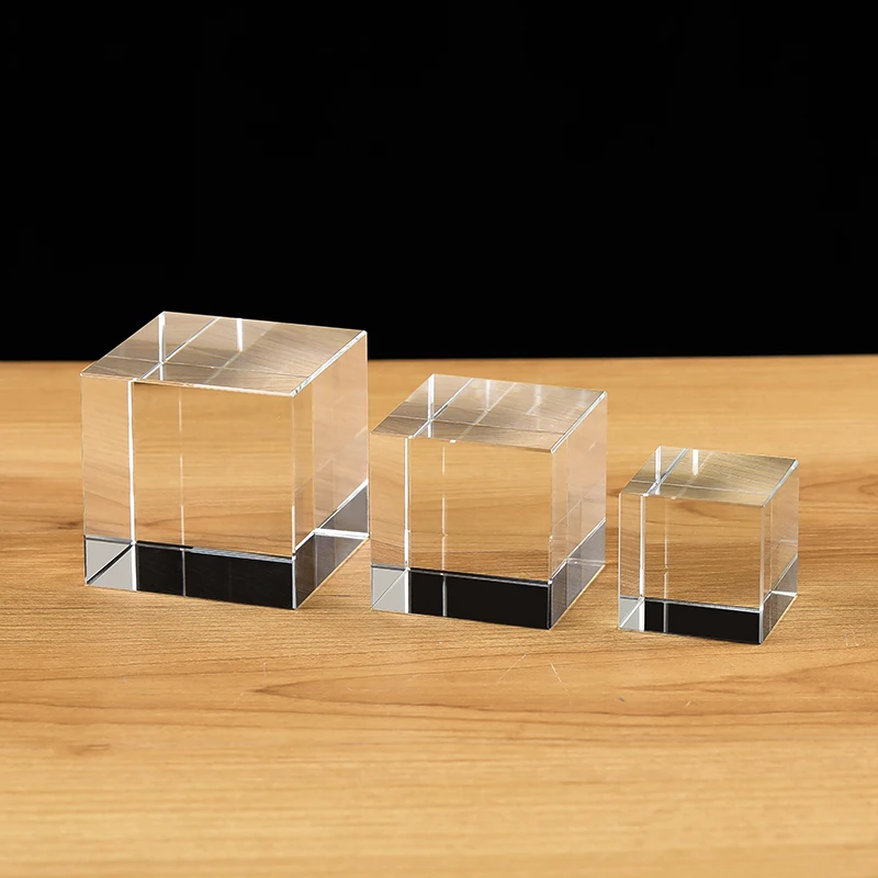 Top Quality K9 Crystal Blank Chamfered Crystal Cube Paper Weight For Table Decoration
