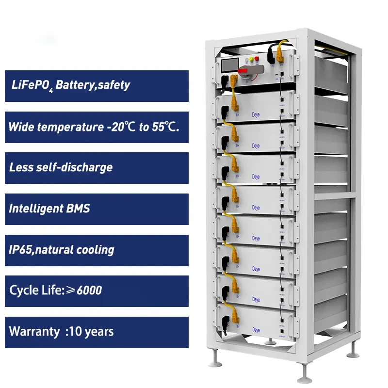 Высокосовместимый аккумулятор Deye 5KWh 10KWh ESS BOS-G LiFePO4 51 2 В 100Ah домашний высокого напряжения для хранения солнечной энергии