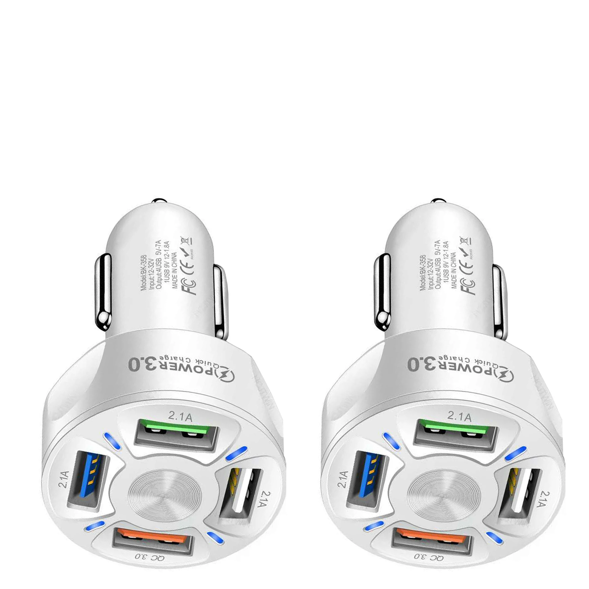 4 Ports USB Car Charge 35w Quick 7A Mini Fast Charging for Mobile Phone Charger Adapter in Car