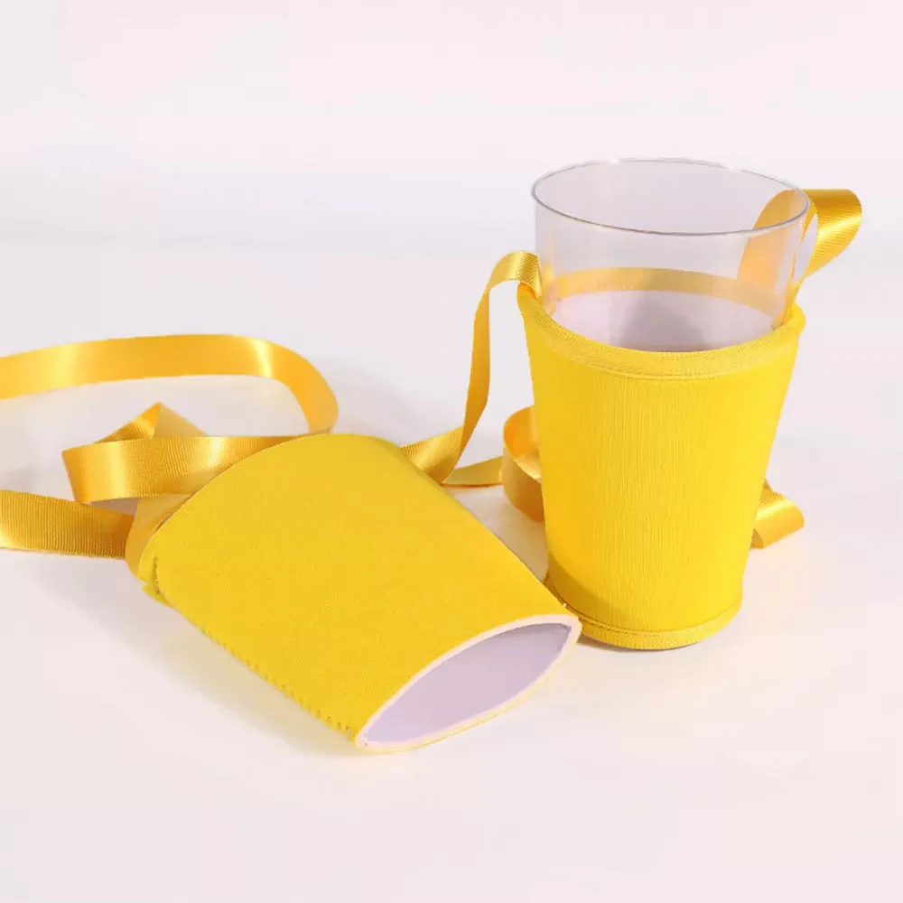 Low Price Outdoor Student Kids Silk Printed Heat Transfer Wine Sleeve PVC Custom Polyester Strap Water Glass Cup Bottle Lanyard