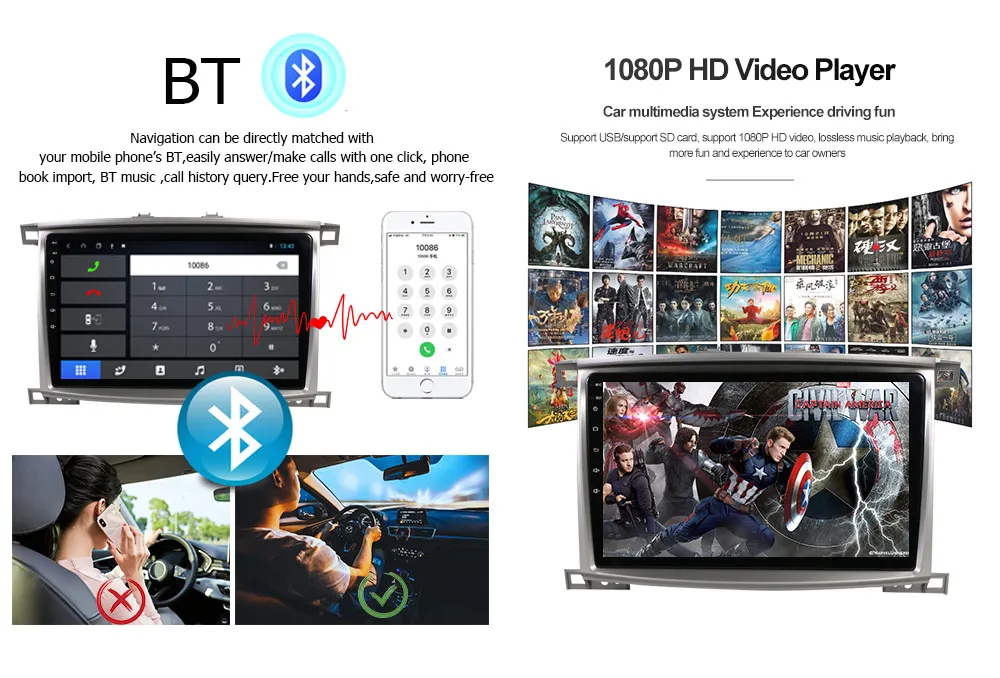 android10 Car multimedia player for Toyota Land cruiser 100 200 VXR car radio GPS navigation stereo LC100 for Lexus LX470 05-07