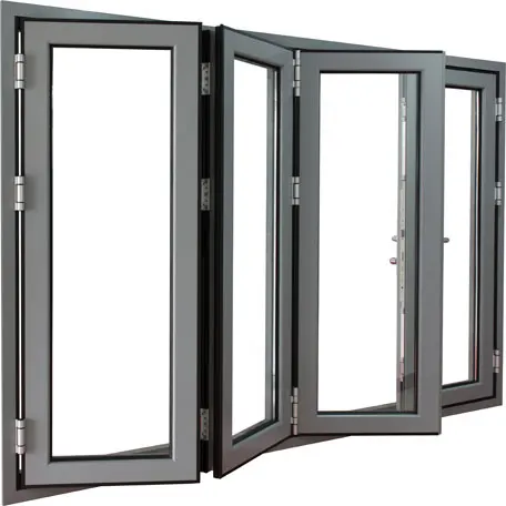 Aluminium Factory Cheap Price Dark Khaki Accordion Window Triple Glazed Fold sliding Glass Windows