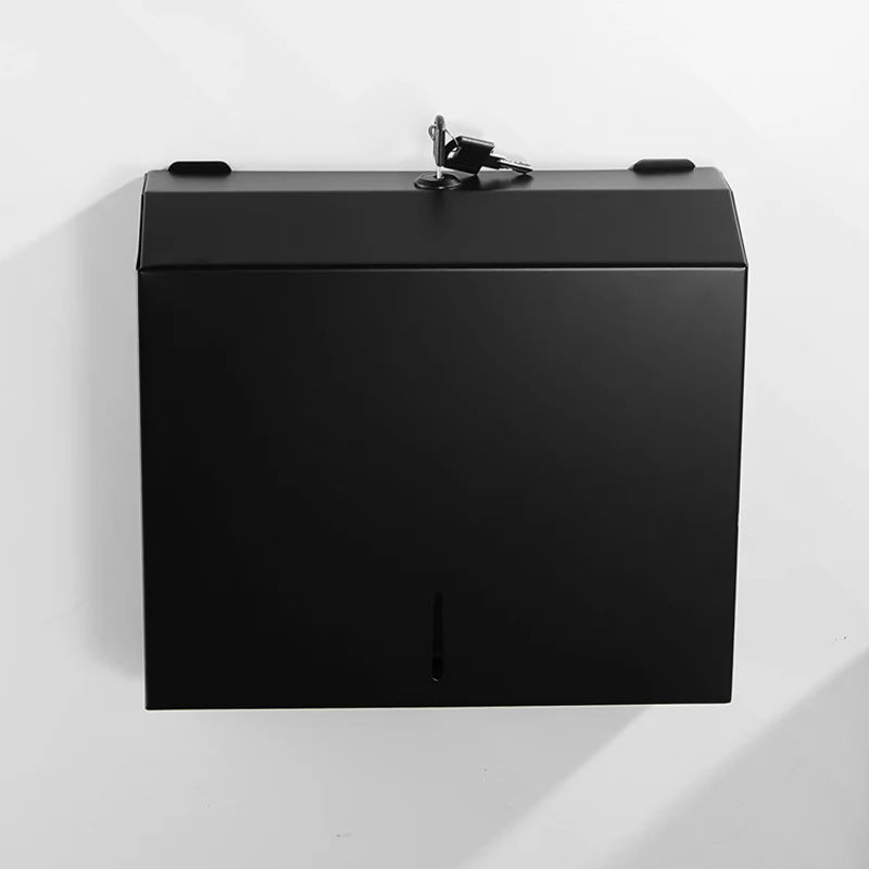 Toilet bathroom towel tissue holder stainless steel large public black roll paper dispenser