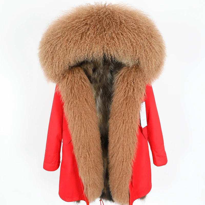 Winter New Large Lamb Fur Collar Fur Removable Raccoon Hair Inner Bladder Slimming Coat