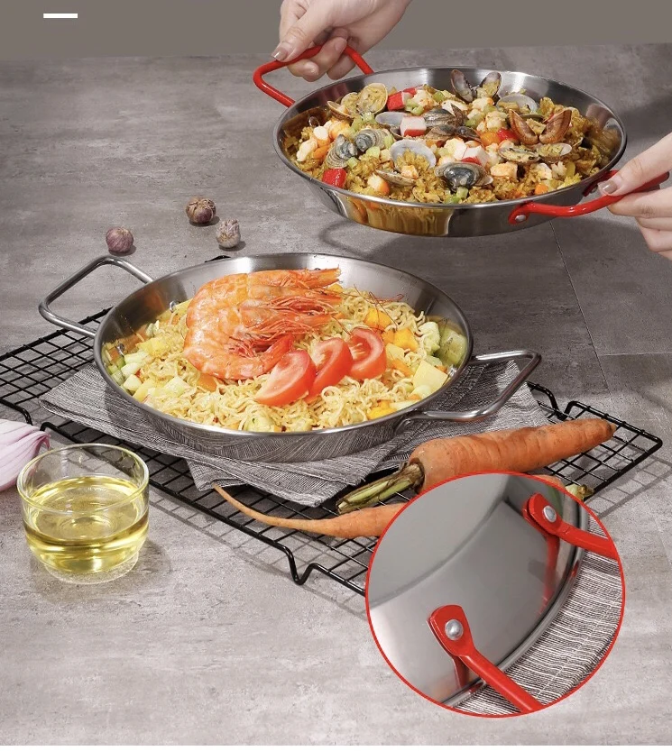 Spanish Pealla Pan Stainless Steel Wholesale Korean Restaurant Pasta Slade Plate