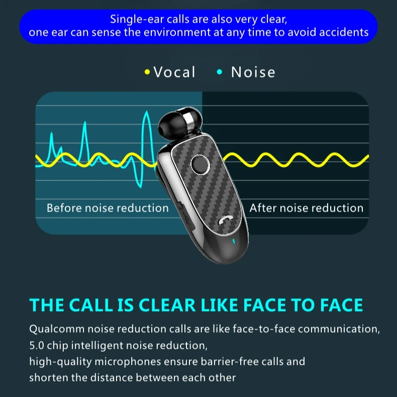 L2 Tws Wireless Headset V5.0 Call Vibration Retractable Clip Lavalier Business Headphone Mono Business Earphones