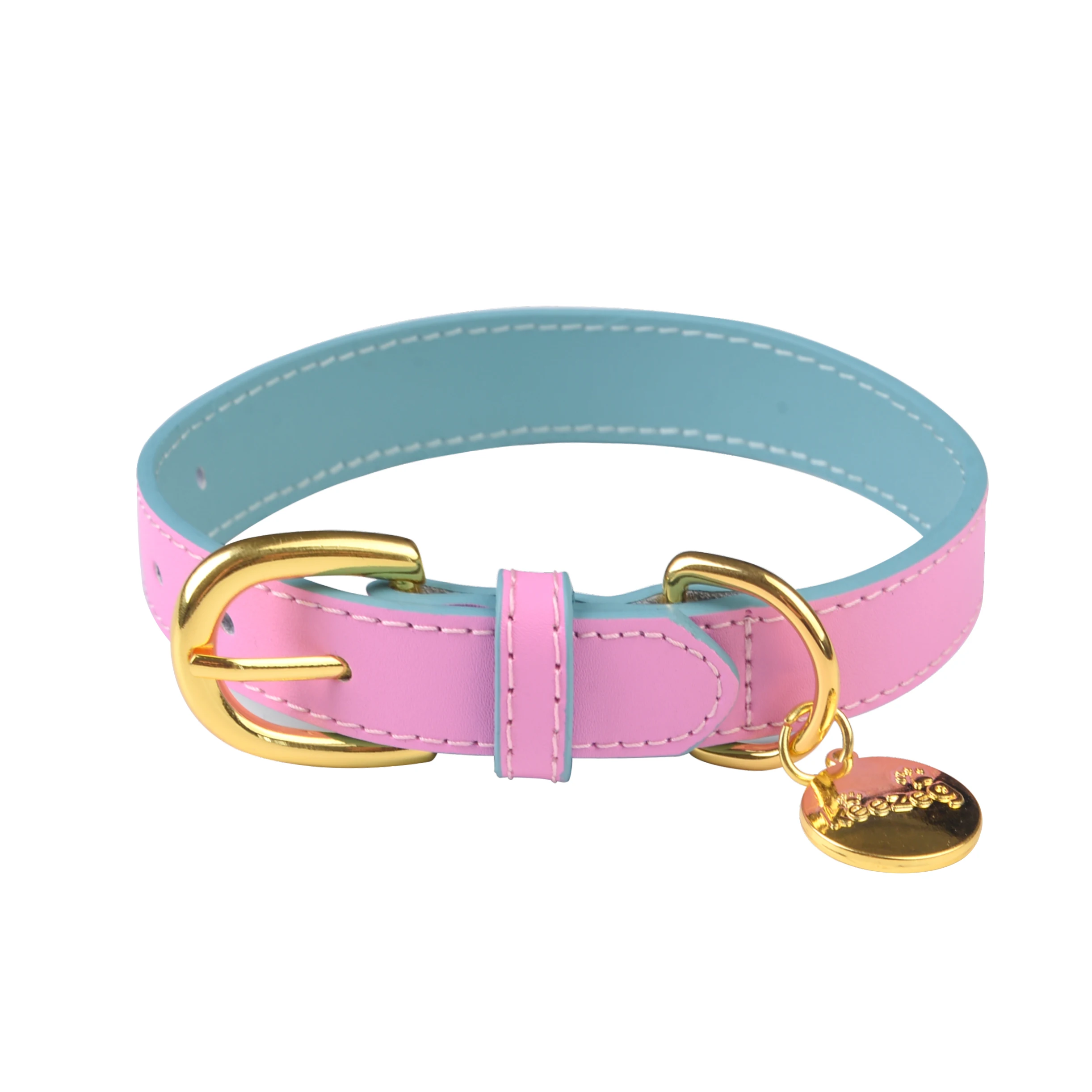 2021 New Contrast color Designer pet dog collar leather