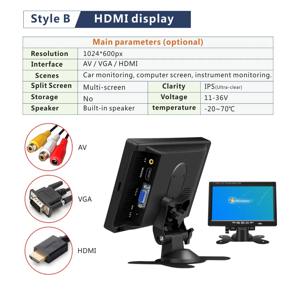 Mini Laptop 7inch Ahd Computer Portable car rear view mirror Monitor Back Rear View Bus Tv 24v Monitor Lcd