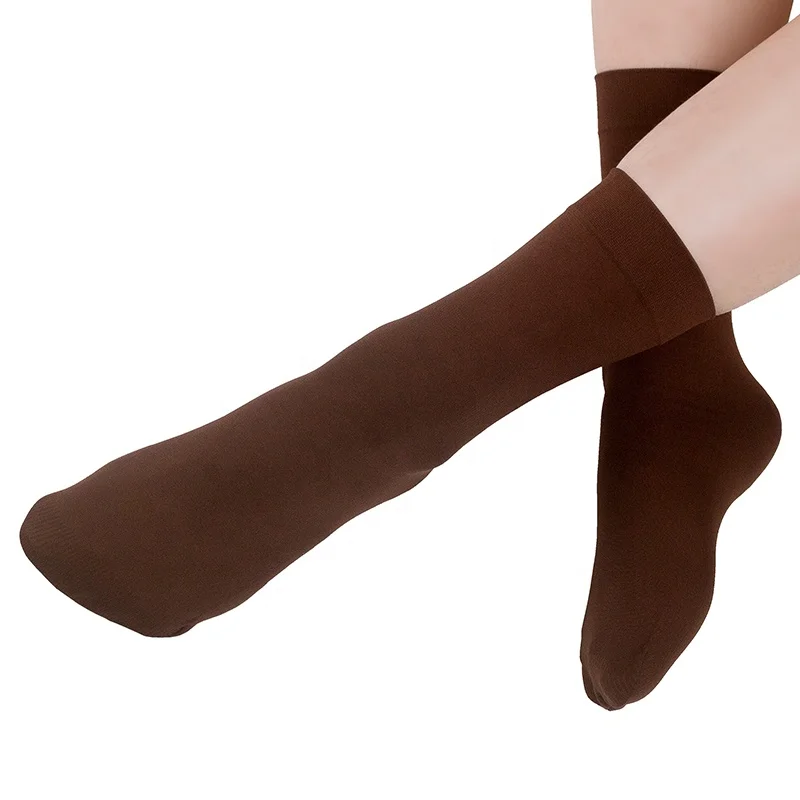 
High Quality Women Brown Breathable Short Socks Thickness Winter Bamboo Fiber Socks 