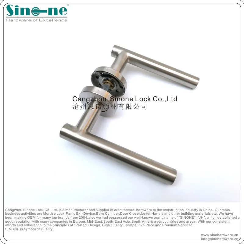 Stainless Steel SS304 Euro door Lever Handle on rose heavy duty spring Fire rated Lever Tube dia19mm EN1906 OEM factory in China