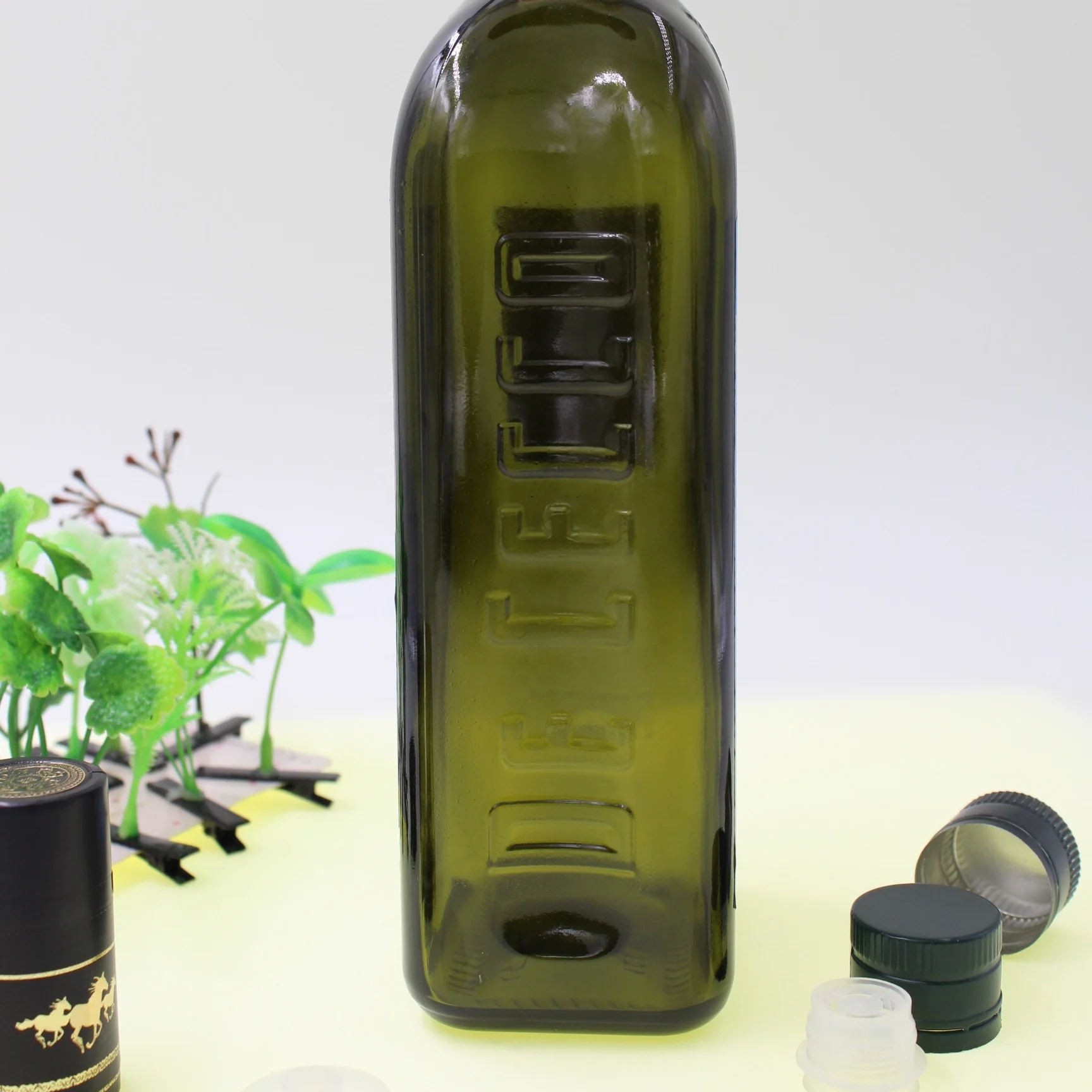 Shanghai linlang 500ml dark green Marasca olive oil bottle
