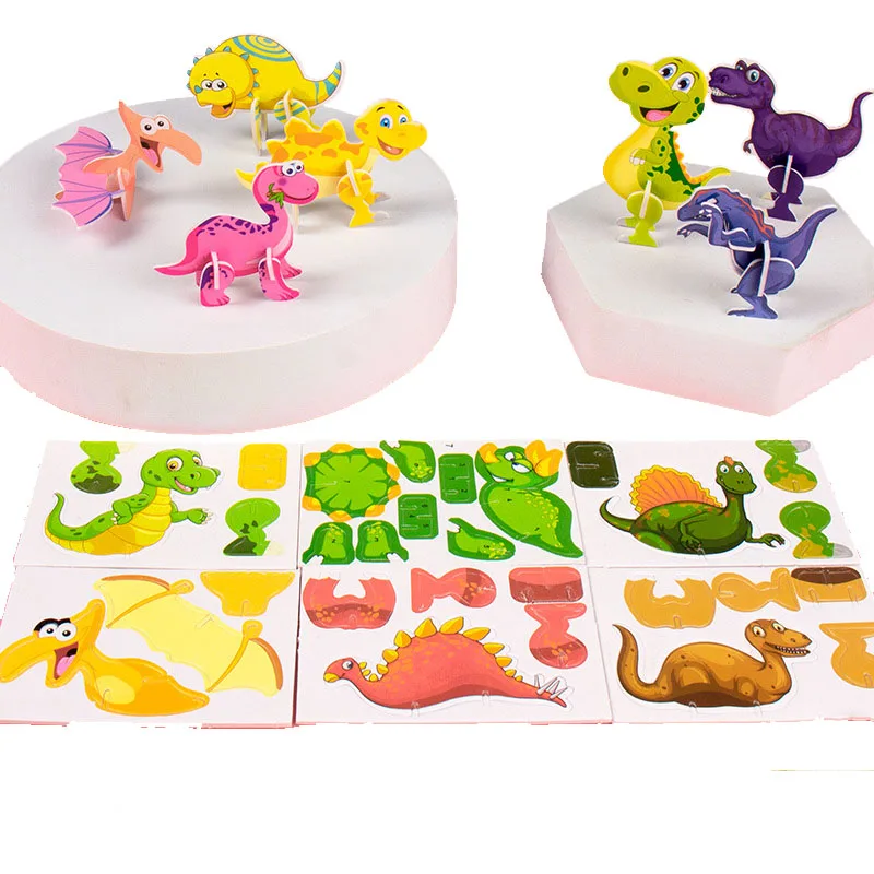 Three-dimensional dinosaur puzzles DIY kindergarten  hand-assembled puzzle toy