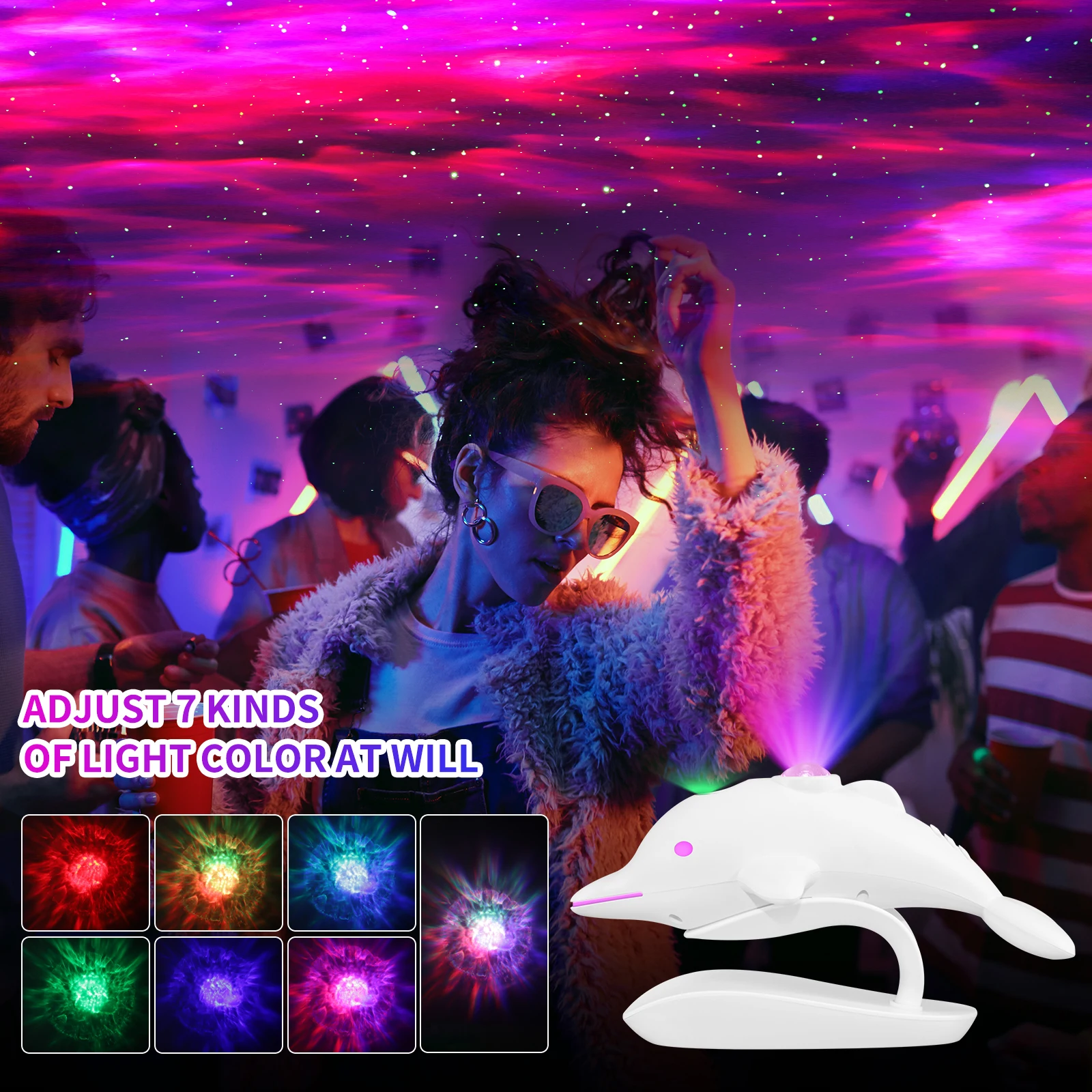 Wholesales Dolphin Shaped Star Nebula Atmosphere Projection Lamp Led Ocean Galaxy Lighting for Room Decoration