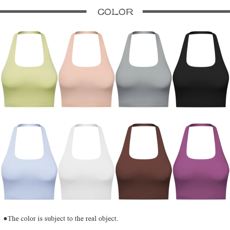 Sexy Halter Women High Impact Sports Bra Backless Push Yoga Tops With Removable Cups Naked Feeling Gym Fitness Outdoor Yoga Bra