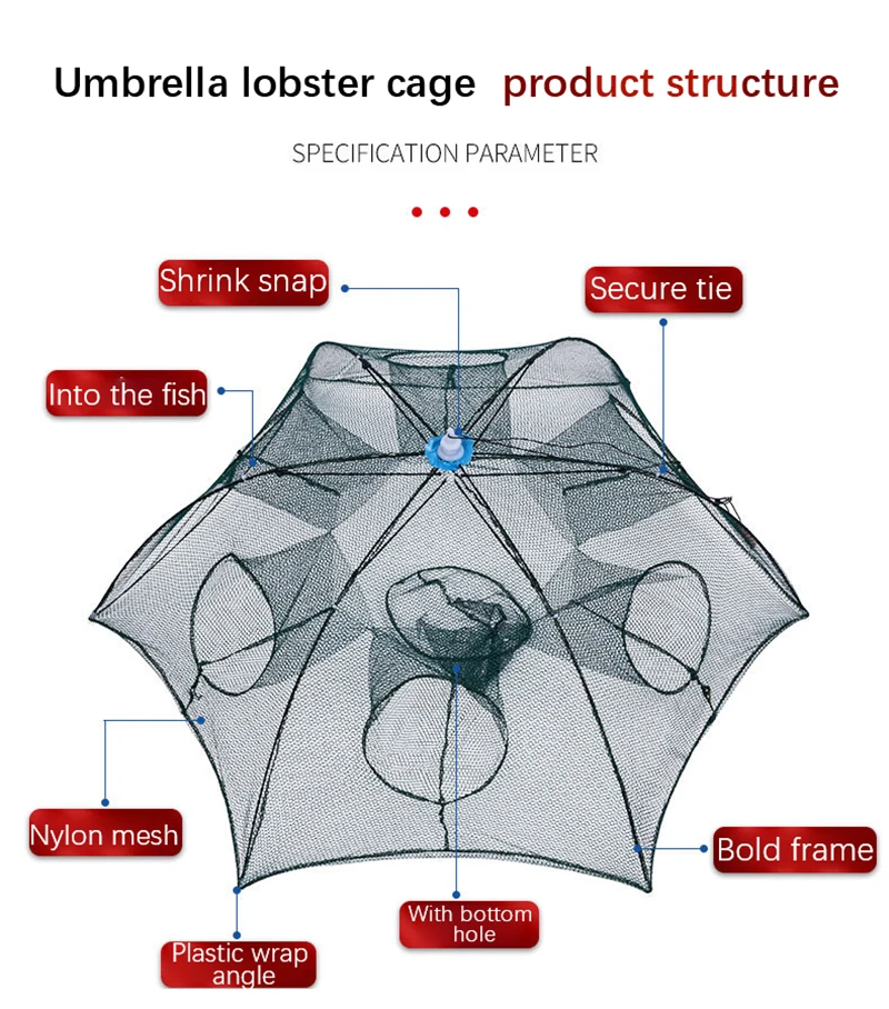 4/6/8/10/12/16/24 Holes Automatic Fishing Shrimp Trap Fishing Net Fish Shrimp Minnow Crab Baits Cast Mesh Trap
