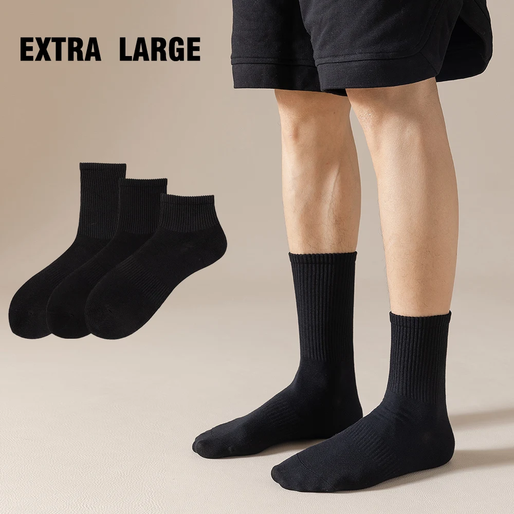 Wholesale thicken lengthen custom men socks business sports cotton pure tube socks extra large size feet crew socks