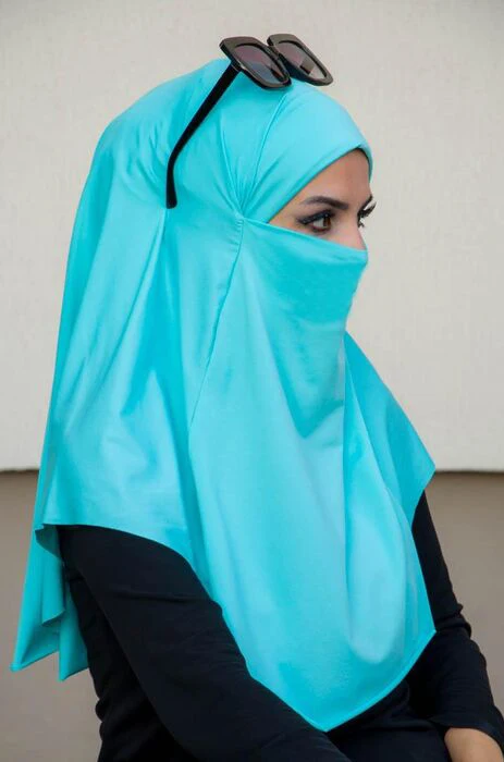Fashion Solid Color Islamic Hijab Niqab Face Cover Muslim Womens Adjustable Arabic Hijab Niqab