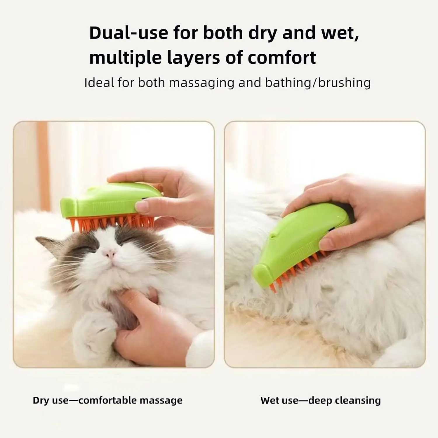 3-in-1 Steam Cat Brush for Self Cleaning Automatic Mass Cat Steam Brush Versatile Pet Grooming Tool