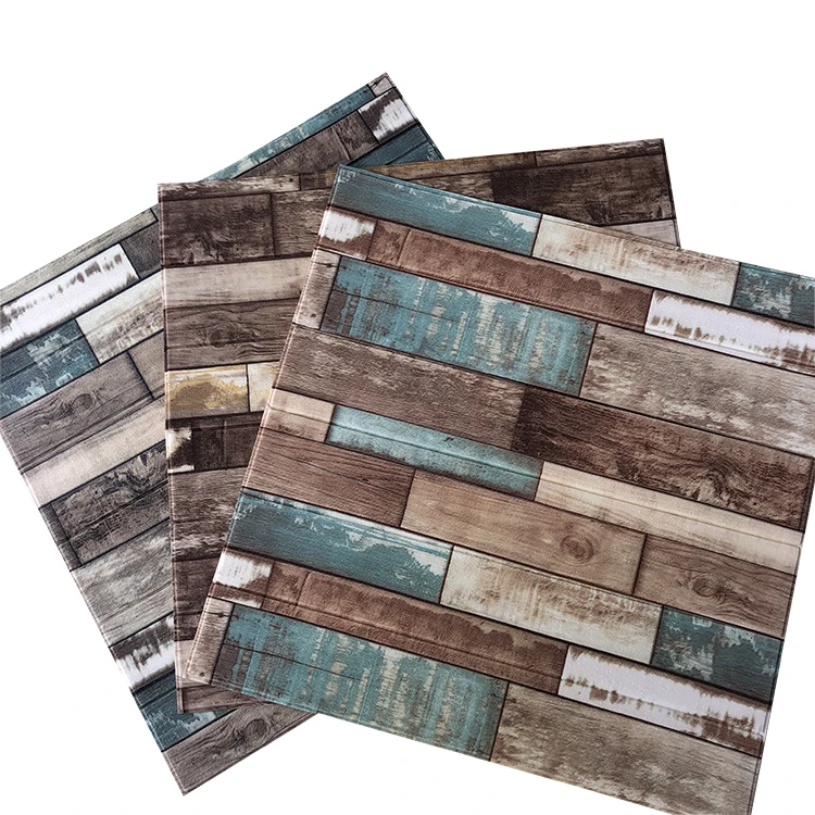 New design home decoration self adhesive 3D pe foam wood wallpaper