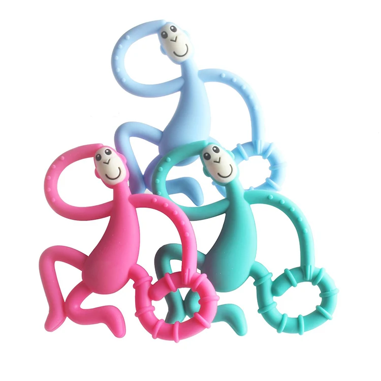 
Wholesale Silicone Teether Food Grade BPA Free Baby Teething toy Necklace Silicone Monkey Animals Baby Teether 