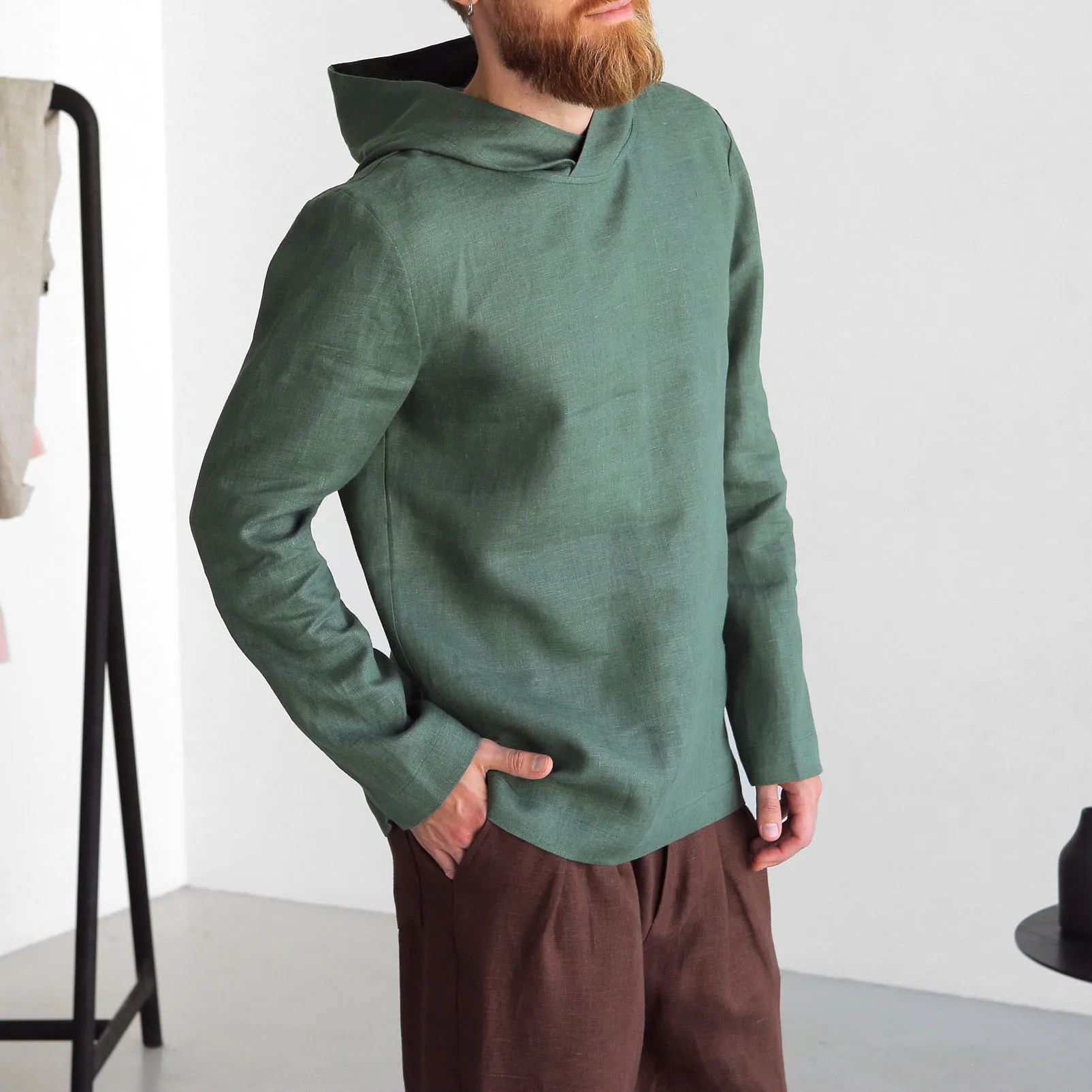 High Quality Custom Summer Hoodie Men Linen Hoodie 100% Linen Light Breathable Men Loose Beach Linen Hoodie