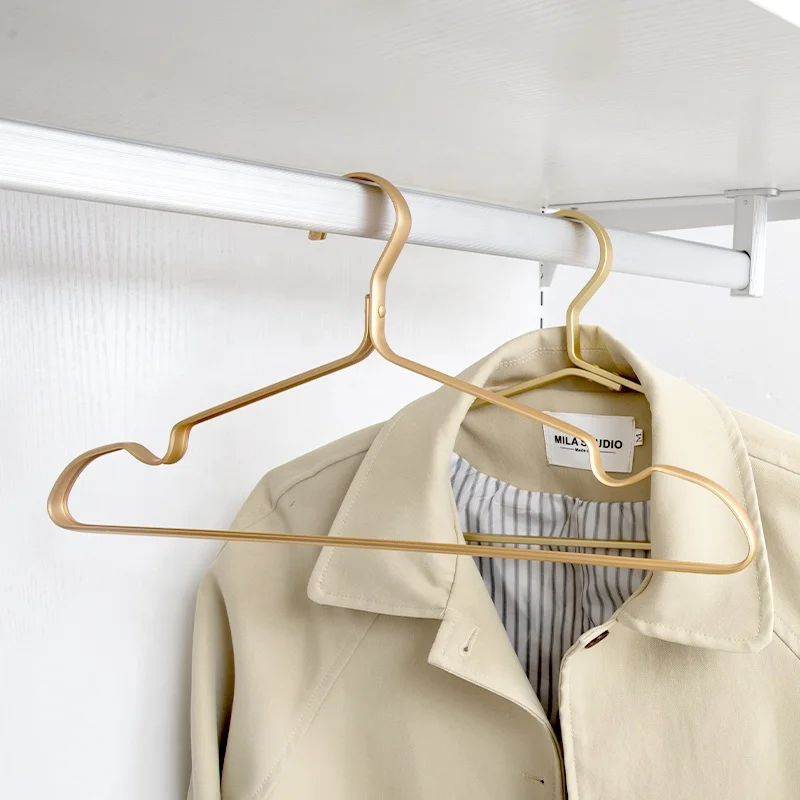 Gold Aluminum Alloy Coat Suit Shirt Clothes Hangers Cheap Metal Wedding Dress Wire Hangers Single Saving Bathroom Living Room