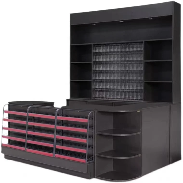 Wooden Cashier Checkout Counter sales counter designs super market counter smart magnet casse