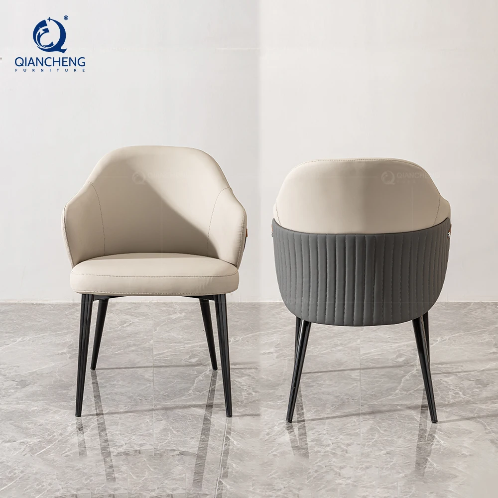 QIANCHENG furniture wholesaler oem retro restaurant pu chairs victorian style dining room modern leather chair for table set