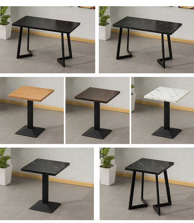  Factory Modern Black Industrial Wood Restaurant Table Canteen Furniture For