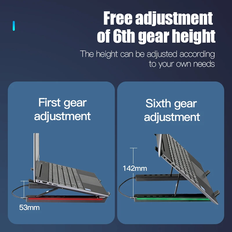 4 USB Led Notebook Holder Laptop Docking Station Stand Rgb Light Premium Portable Laptop Stand