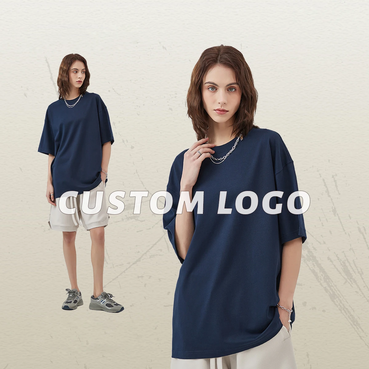 High Quality Street Wear 275GSM 100% Cotton heavyweight Unisex Drop Shoulder blank Oversized T-shirt