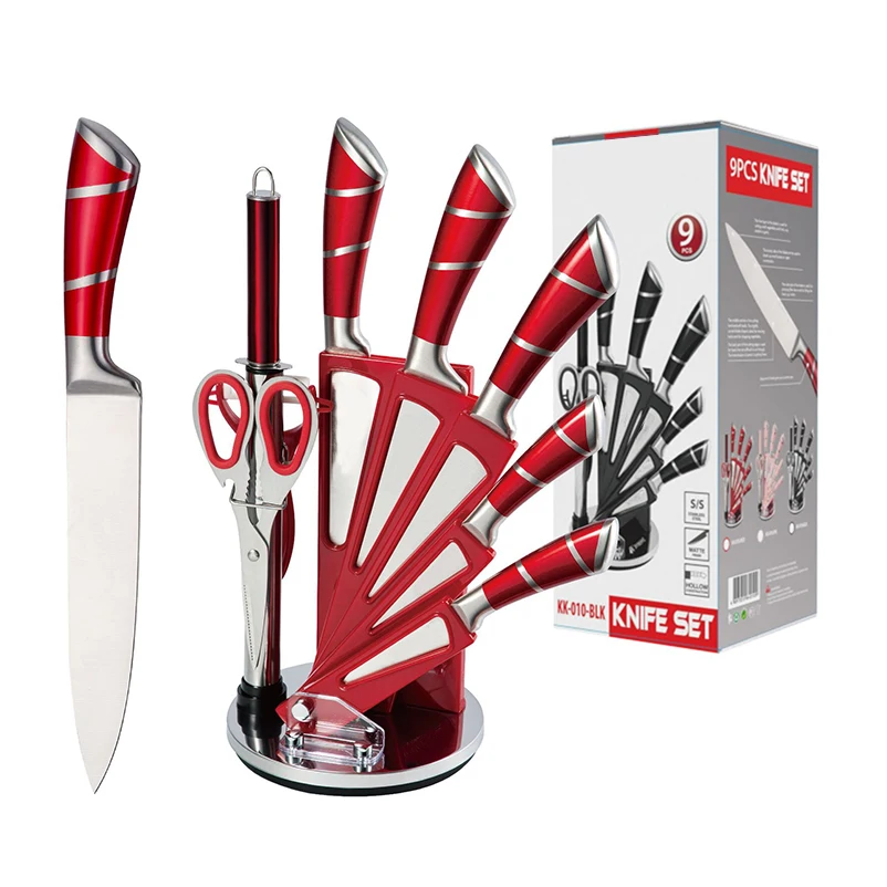 Kitchen Accessories 8 Piece Set 3CR13 Stainless Steel Chef Knife Rotatable Knife Holder Multipurpose Bread Slicing Knife