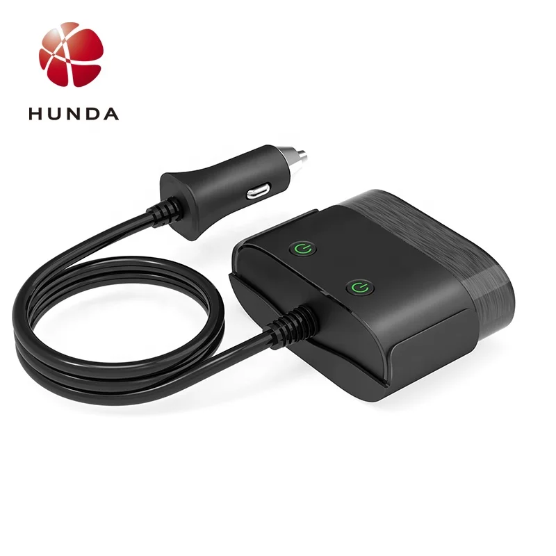 HUNDA 2020 Best Selling 120W USB Type-C QC3.0 Quick Charging Multi Ports Charger Cigarette Socket Fast Charging Power Adapter