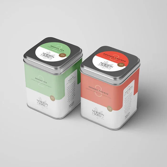 Customized design square airtight tea tin canister food grade printing packing box empty sealed square green metal tea cans