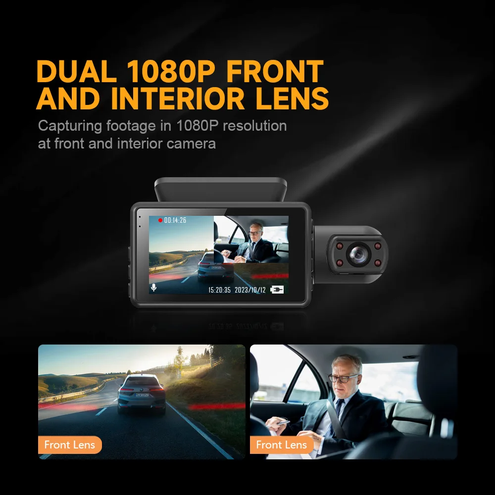 AOEDI AD368 Best Hidden HD 1080P Car Black Box Dual Auto Dashcam Video Dashboard Camera for Car